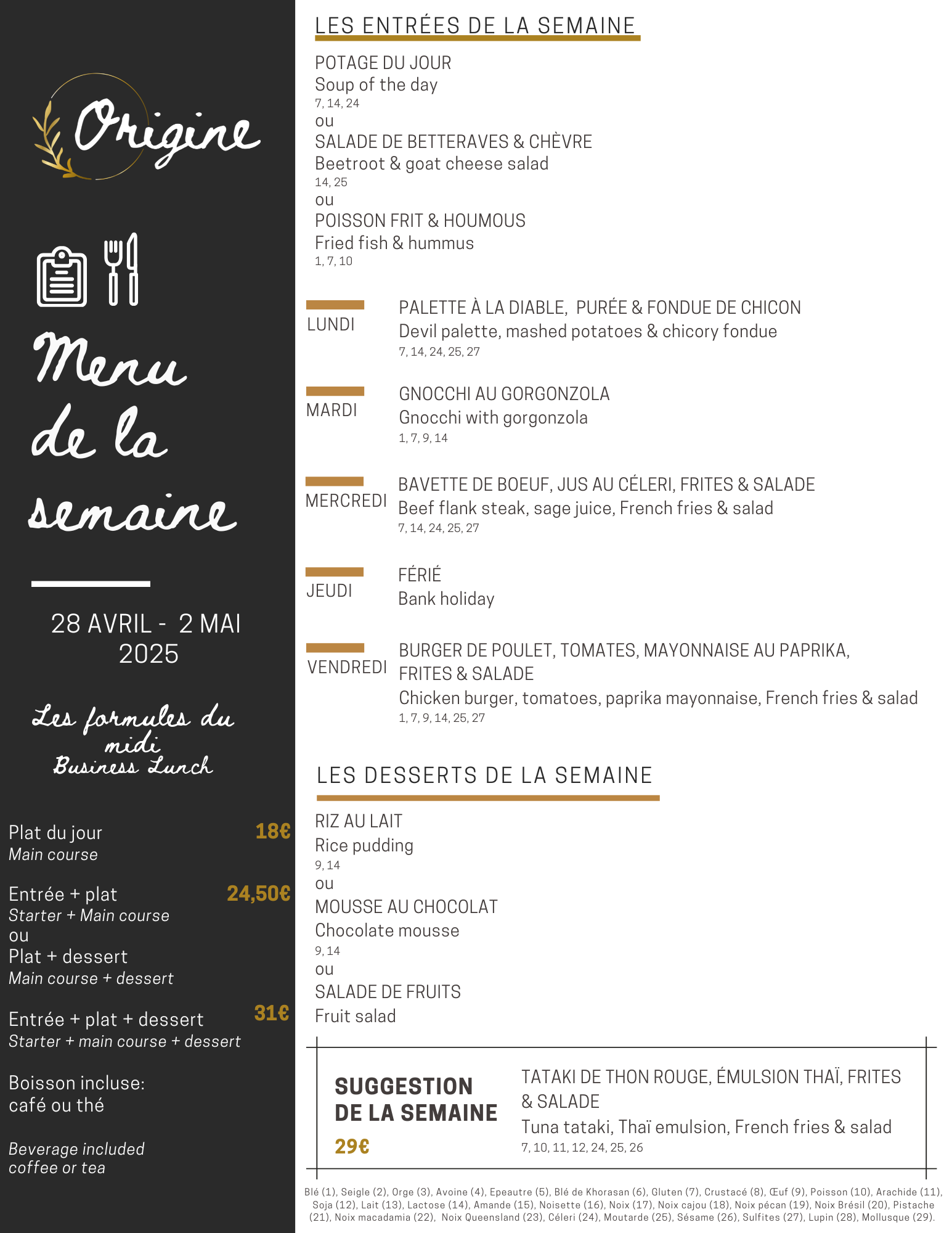Menu de la semaine (26)