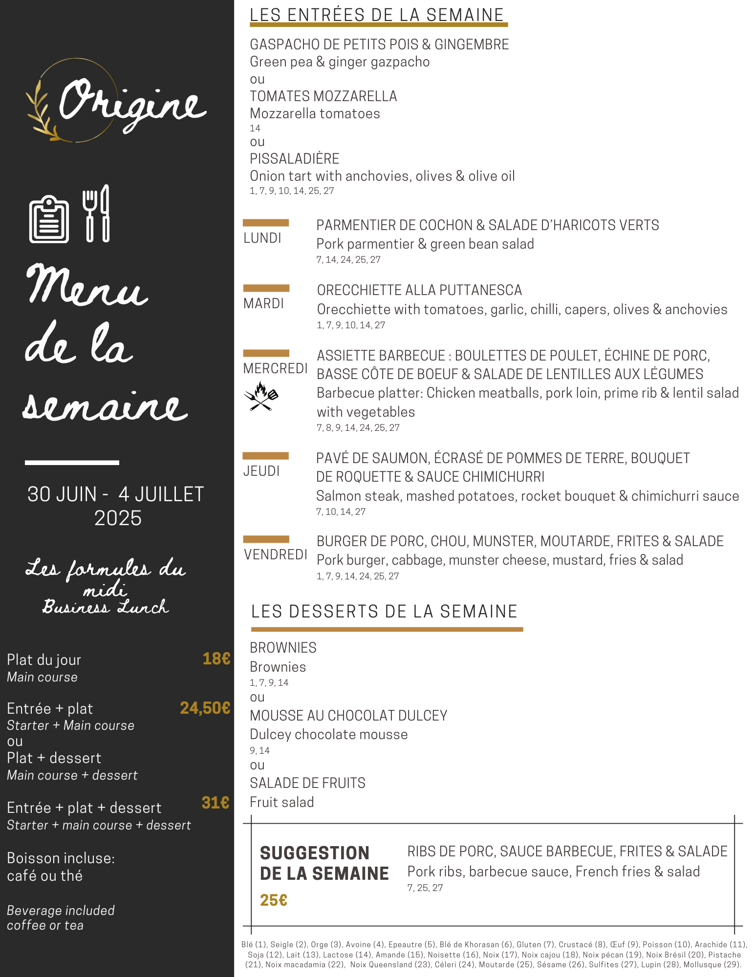 Menu de la semaine (26)