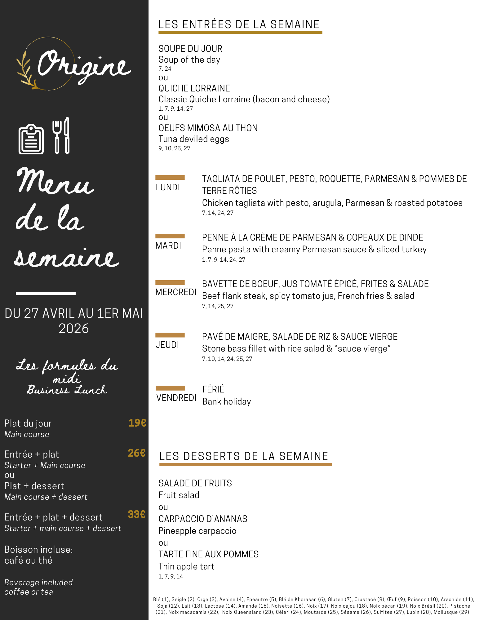 Menu de la semaine (26)
