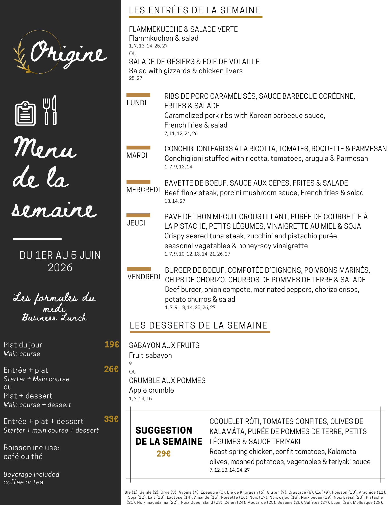 Menu de la semaine (26)