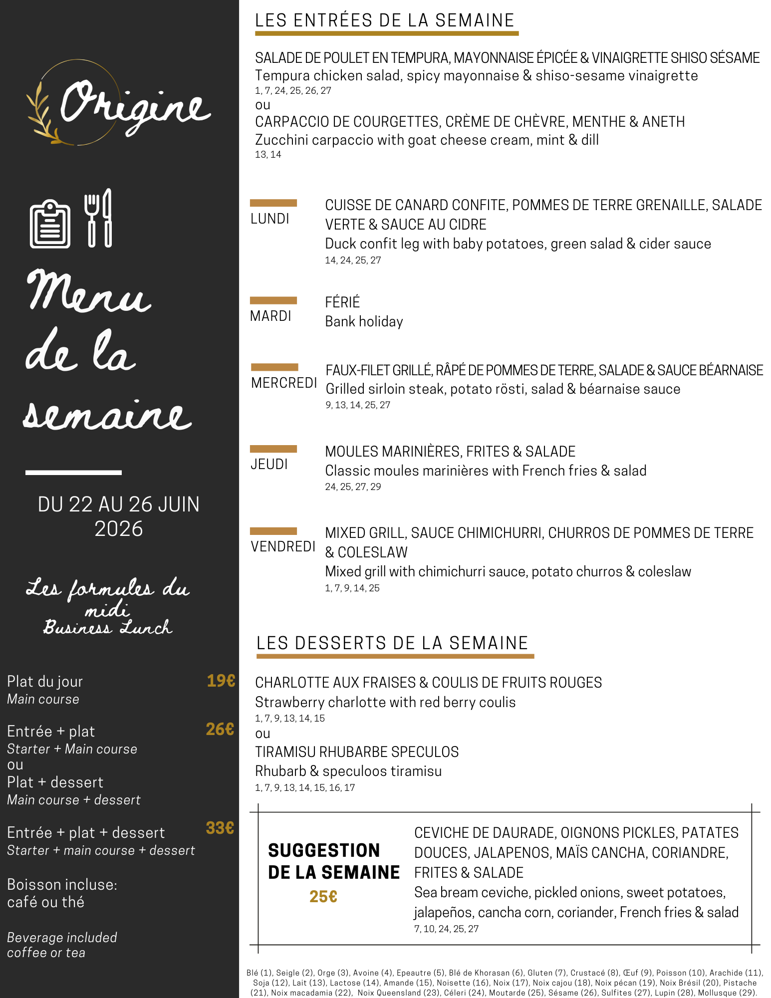 Menu de la semaine (26)