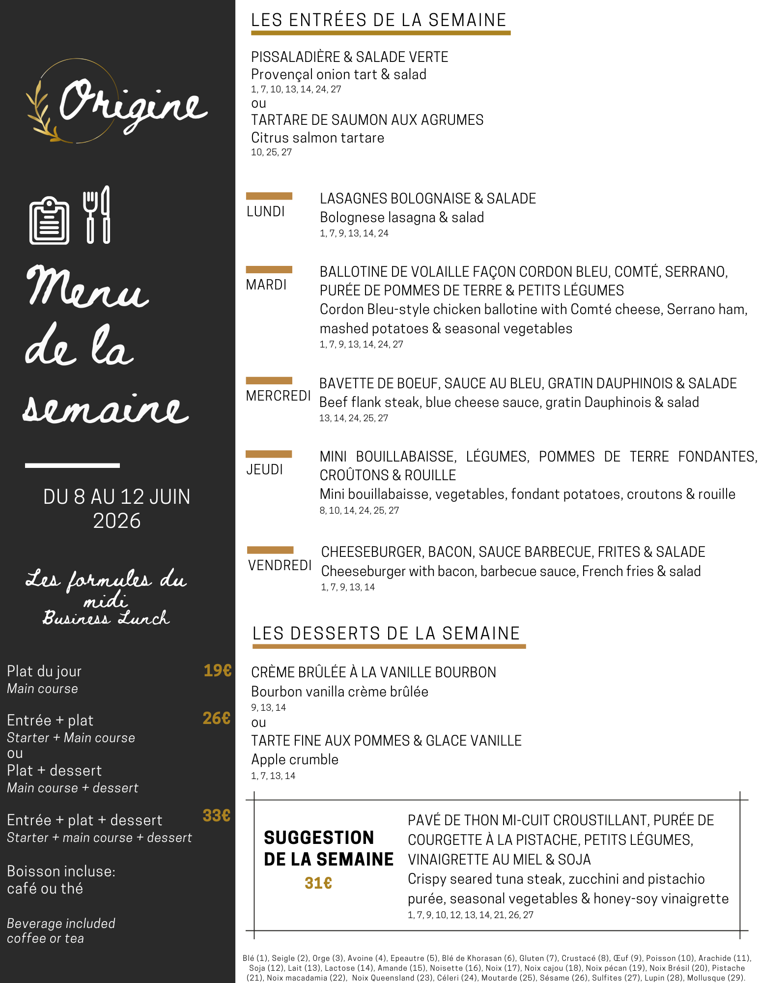 Menu de la semaine (26)